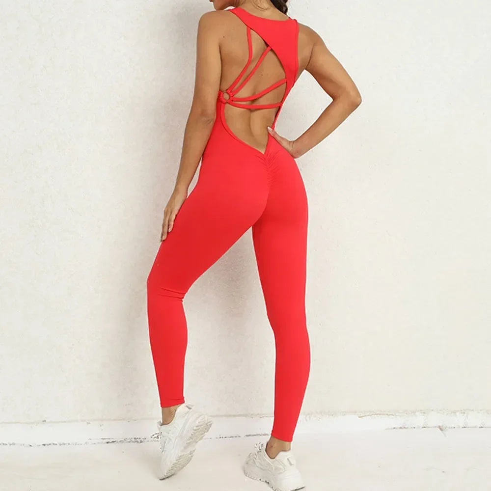 Fashion Sexy Hollow Scrunch Monkeys Women Gym Sport Jumpsuit | Raises Butt White Black Female Yoga Fitness Overalls | Summer Outfits ShopOnlyDeal