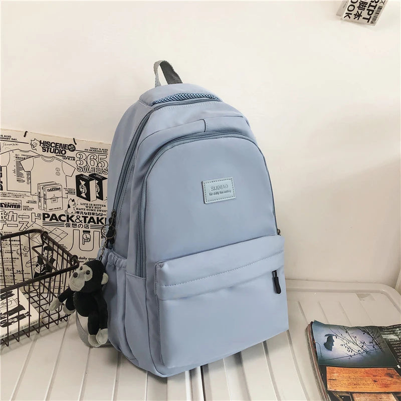 Women's Solid Color Backpack | Multi-Pocket Casual Travel Bag | High-Quality Schoolbag for Teenage Girls | Book Knapsack ShopOnlyDeal