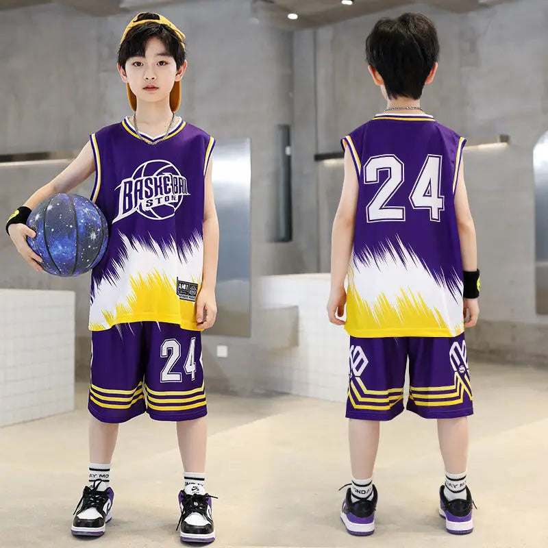 Boys Basketball Sports Suits | Quick-Dry Sleeveless Vest + Shorts 2-Pcs Sets | Kids Sports Outfits for 4-14 Years ShopOnlyDeal