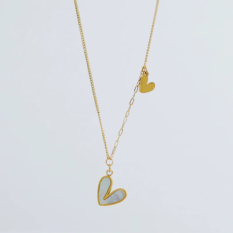 316L Stainless Steel Heart Pendant Necklace | Fashion Shell Clavicle Chain Necklace | Women's Jewelry Wedding Gift New ShopOnlyDeal