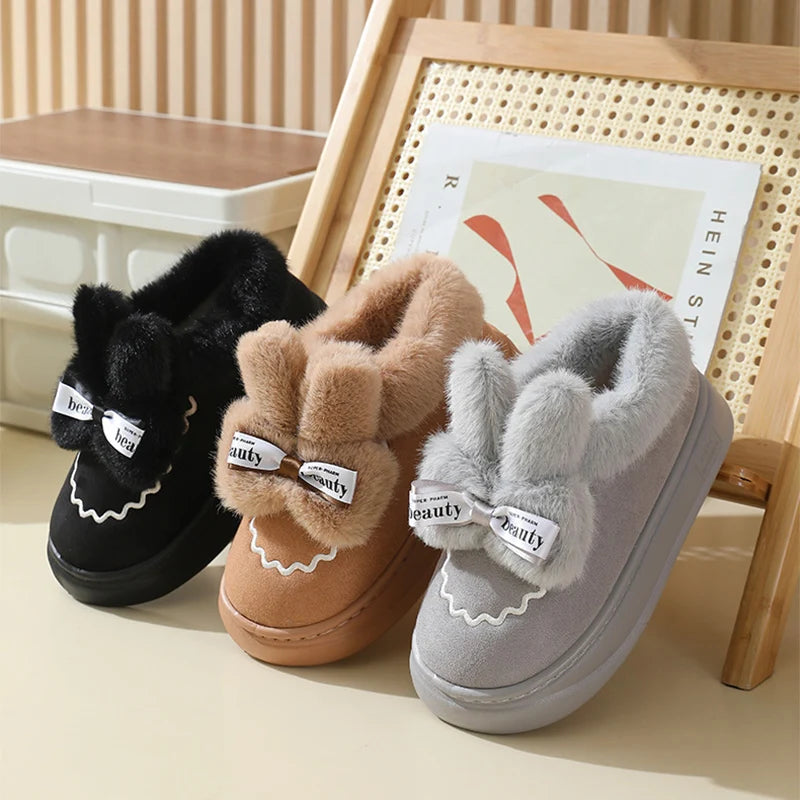 Snow Boots Winter New Women Warm Padded Cotton Shoes Indoor Thick Bottom Plush Rabbit Cotton Boots Leisure Soft Sole Ankle Boots ShopOnlyDeal