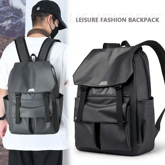 Fashionable large capacity leather backpack, work and leisure bag, lightweight travel men's and women's fashionable backpack ShopOnlyDeal