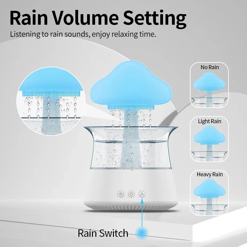 Rain Cloud Electric Air Humidifier 300ml Aroma Diffuser Zen Rain Water Drops Colorful Night Light Humidifier for Home Gift ShopOnlyDeal