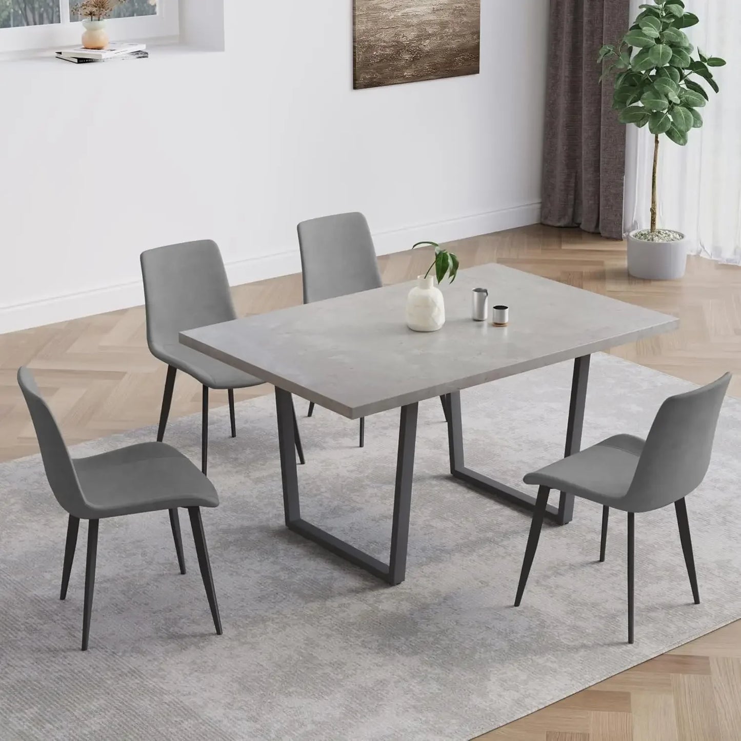 3 Piece Dining Table Set with Gray Bench, 42.9 Inch Modern Kitchen Table with Right Seat Corner Bench and 43.3 Inch Bench ShopOnlyDeal