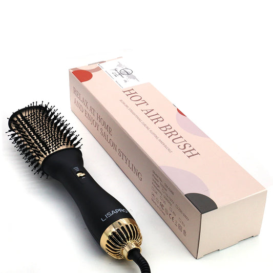 LISARPO Professional Blowout Hair Dryer Brush Black Gold Dryer and Volumize Hot Air Brush for Women Curling Irons Styler ShopOnlyDeal