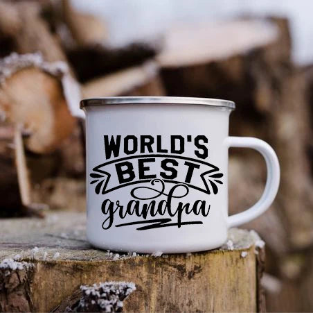 Promoted to Grandpa Mug | Grandfather Coffee Mugs for Pregnancy Announcement | New Baby Family Enamel Cup | Surprise Gift for Grandad ShopOnlyDeal