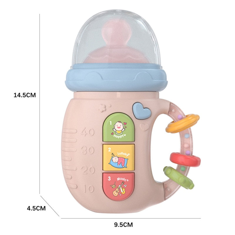 Baby Musical Feeding Bottle Pacifier Newborn Soft Teether Rattles Educational Toy Mobile Rattles Toys 0-12M Soothing Vocal Music ShopOnlyDeal