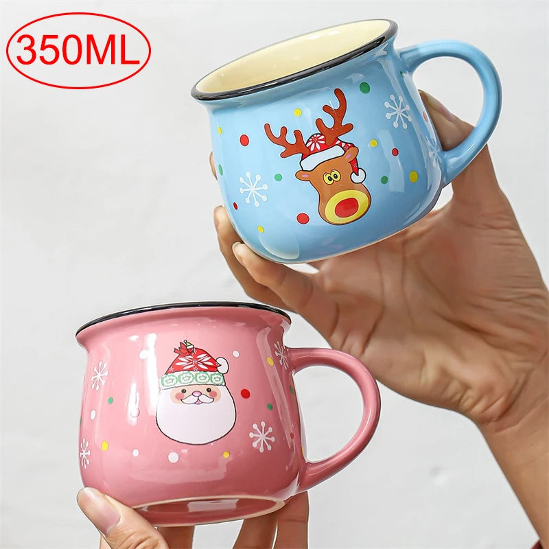 350ML Large Christmas Gift Ceramic Mug Santa Elk Mousse Cup Ceramic Coffee Cup For Office Home Milk Coffee Tea Cups Xmas Gift ShopOnlyDeal