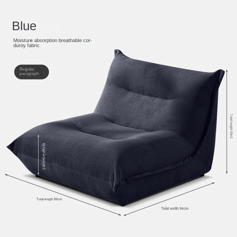 X&D Corduroy Material High Resilience Lazy Sofa Lie Sleep Small Room Balcony Leisure Lounge Chair Bedroom Single Relaxation Sofa ShopOnlyDeal