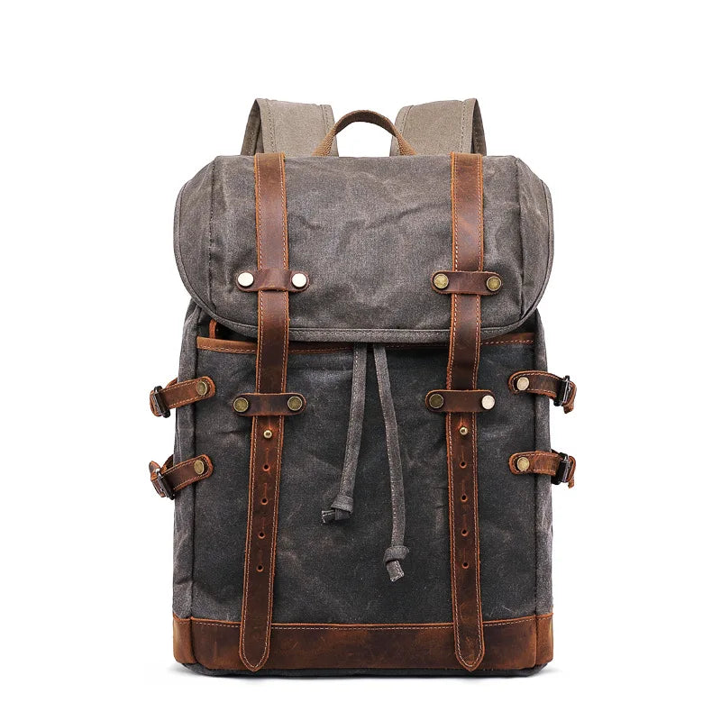 New Wax Canvas Bag with Genuine Leather | Durable Travel Outdoor Backpack for Men | Stylish Horseskin Design with Premium Craftsmanship ShopOnlyDeal