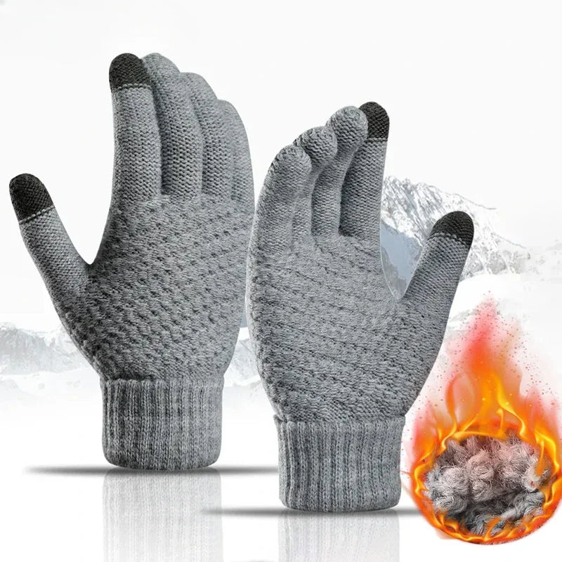 Women Men Warm Winter Touch Screen Gloves Stretch Classical Knit Mittens Wool Full Finger Outdoor Cycling Driving Glove ShopOnlyDeal