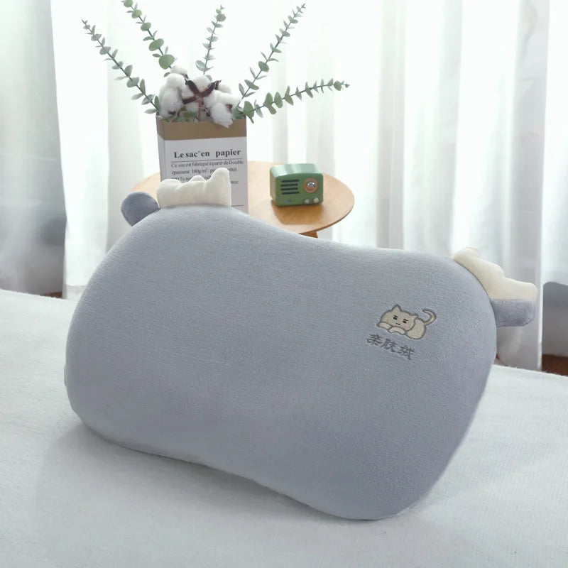 2024 New Cute Spa Sleeping Bouncy Memory Foam Skin-Friendly Velvet Embroidery Flower Cat Belly Pillow Memory Pillow ShopOnlyDeal