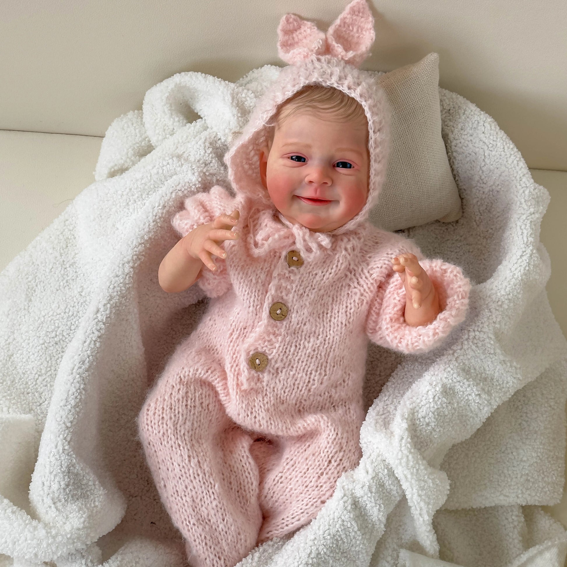 NPK 19inch Sebastia Reborn Baby Doll Already Painted Finished Awake Newborn Baby Size 3D Skin Visible Veins Collectible Art Doll ShopOnlyDeal