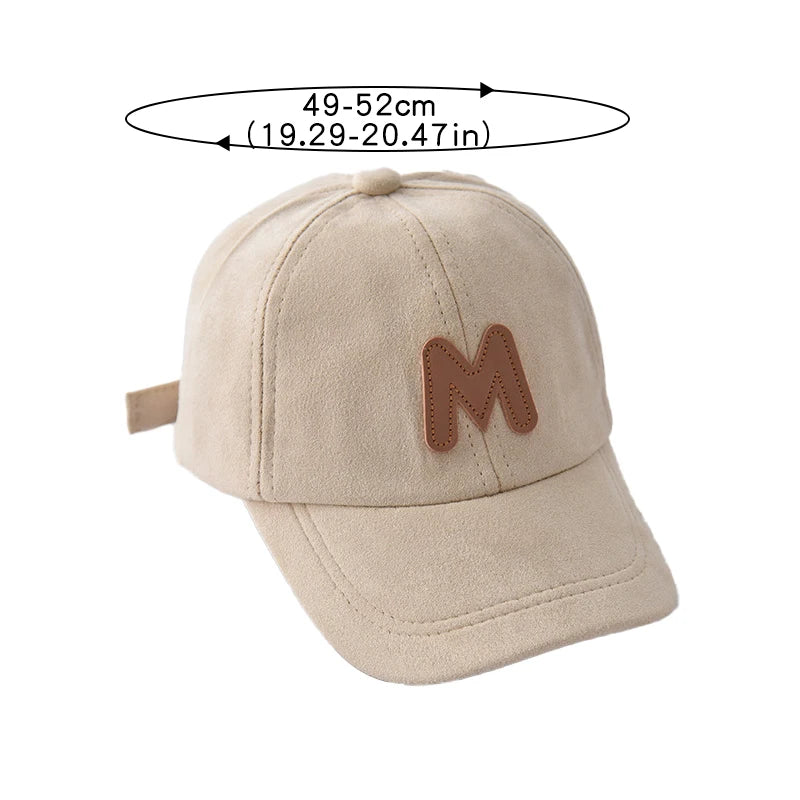 Spring Summer Children Baseball Cap | Suede M Letter Baby Hat | Outdoor Casual Boys & Girls Kids Adjustable Sun Visor Caps ShopOnlyDeal