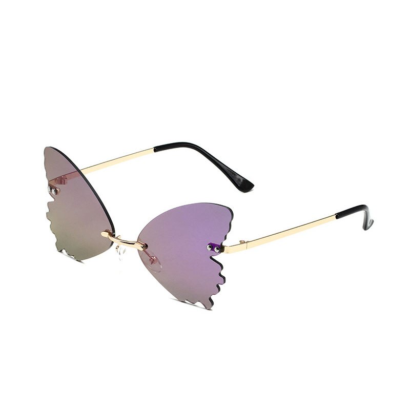 2022 Vintage Dragonfly Wings Sunglasses Fashion Rimless Women Clear Lens Eyewear Men Pink Sun Glasses UV400 Eyewear Female ShopOnlyDeal