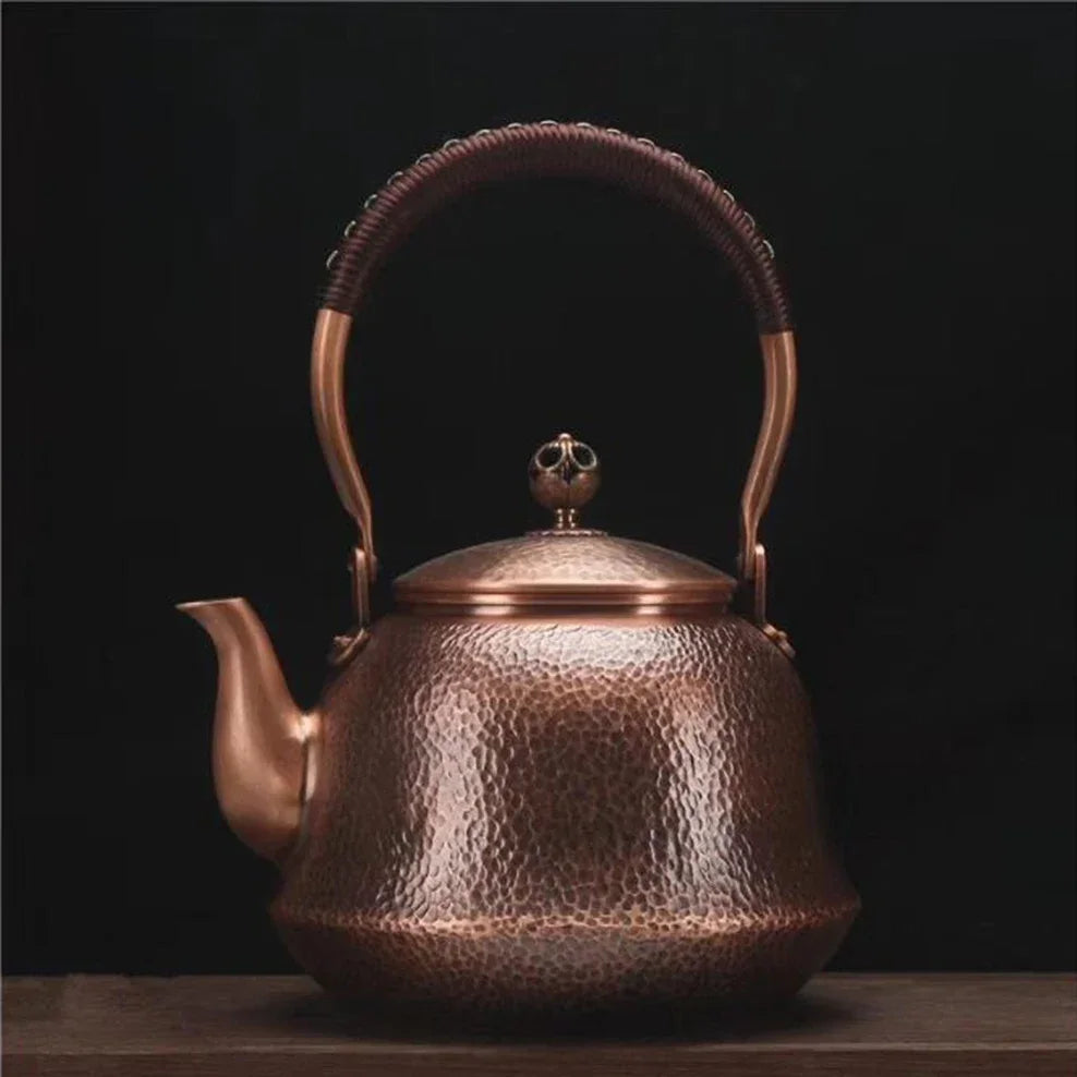 Antique Copper Kettle Handmade Hammer Pattern | Thickened Red Copper Teapot for Health Tea Set Crafts | Uncoated Durable Teapot for Elegant Brewing Alo Trendy ShopOnlyDeal