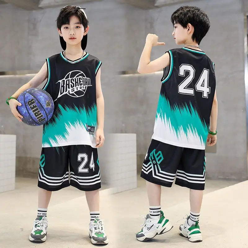 Boys Basketball Sports Suits | Quick-Dry Sleeveless Vest + Shorts 2-Pcs Sets | Kids Sports Outfits for 4-14 Years ShopOnlyDeal