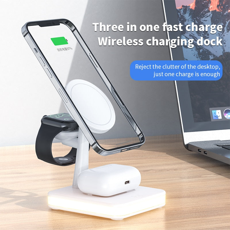 25W 4 In 1 Magnetic Wireless Charger Stand For iPhone 14 13 12 Pro Max Apple Apple 8 7 6 Airpods  Fast Charging Dock Station ShopOnlyDeal