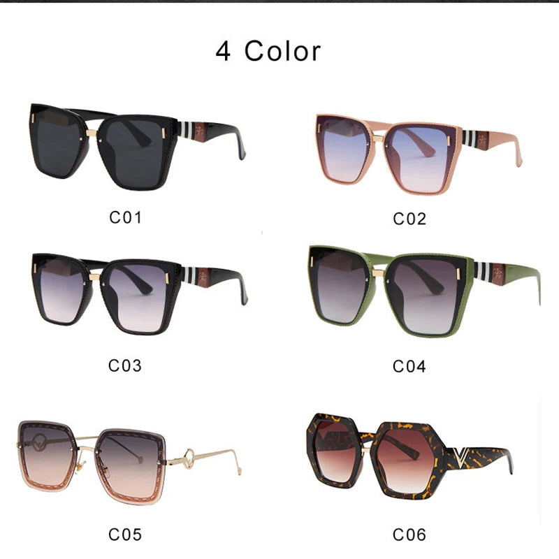 Fashion Square Gradient Mirror Sunglasses for Women 2024 Retro Brand Designer Sun Glasses Female Big Frame UV400  S289 ShopOnlyDeal