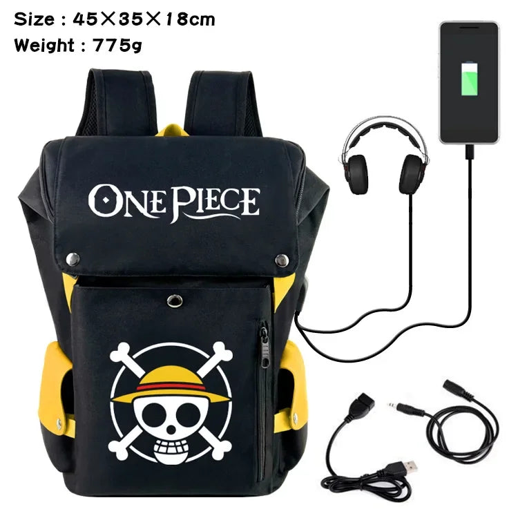 One Piece Peripheral Student Backpack | USB Charging Printing Casual Computer Bag Travel Bucket Bag Children's Gifts ShopOnlyDeal