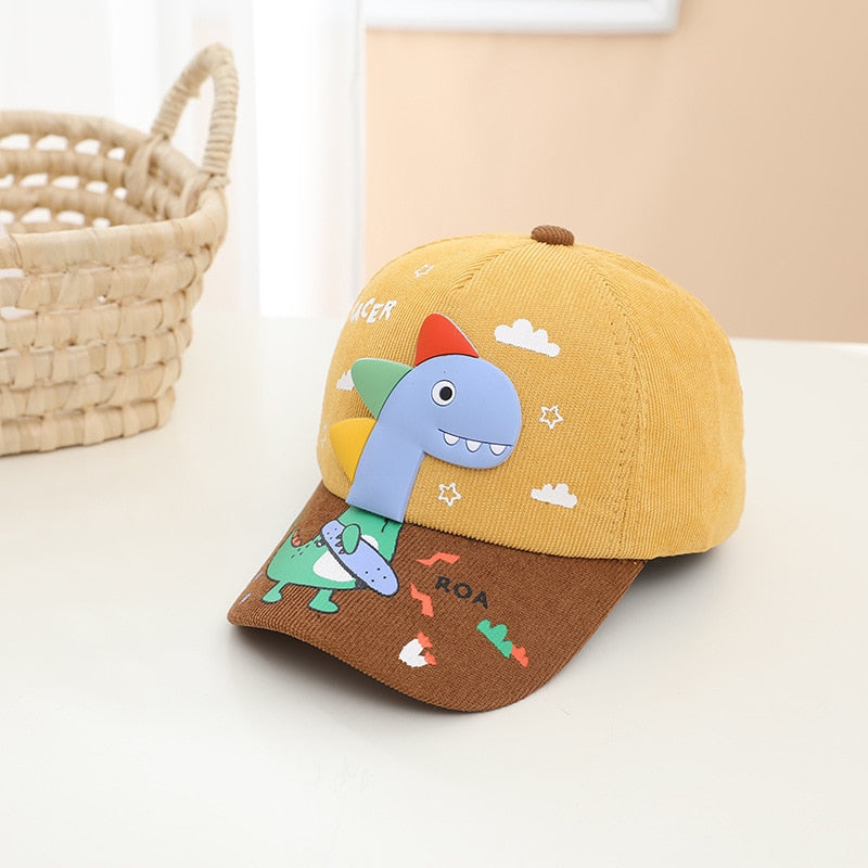 Cartoon Dinosaur Children Baseball Cap Cute Animal Kids Sun Hat Spring Corduroy Outdoor Boys Girls Peaked Caps Bonnet Gorras ShopOnlyDeal