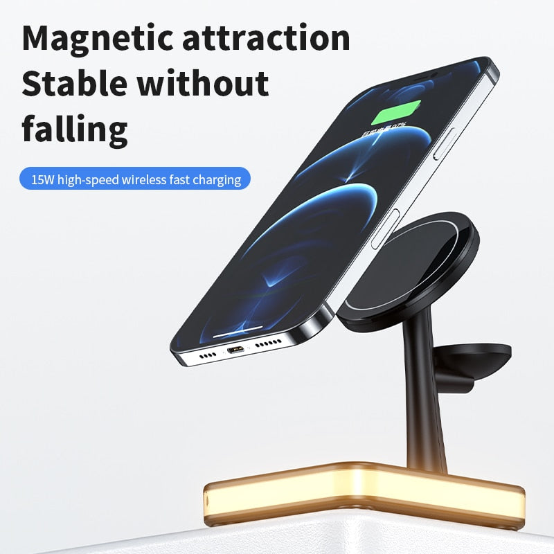 25W 4 In 1 Magnetic Wireless Charger Stand For iPhone 14 13 12 Pro Max Apple Apple 8 7 6 Airpods  Fast Charging Dock Station ShopOnlyDeal