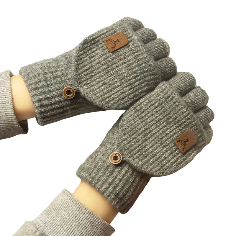 Knitted Fingerless Gloves Winter Thicken Warm Touch Screen Gloves for Men Women Gloves Warm Half Finger Student Gloves ShopOnlyDeal