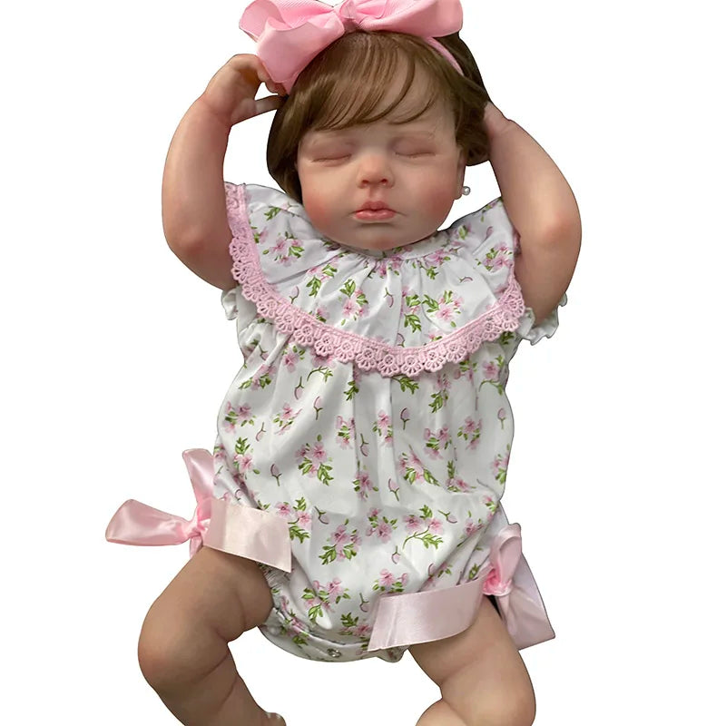 48cm Cute Baby Doll LouLou with Hand Rooted Hair Cotton Body  Sleeping Baby Doll 3D Painting with Visible Veins ShopOnlyDeal