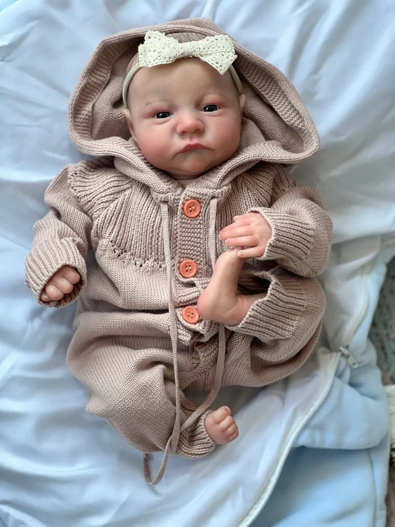 NPK 19inch Already Painted Finished Reborn Baby Doll Levi Awake Newborn Baby Size 3D Skin Visible Veins Collectible Art Doll ShopOnlyDeal