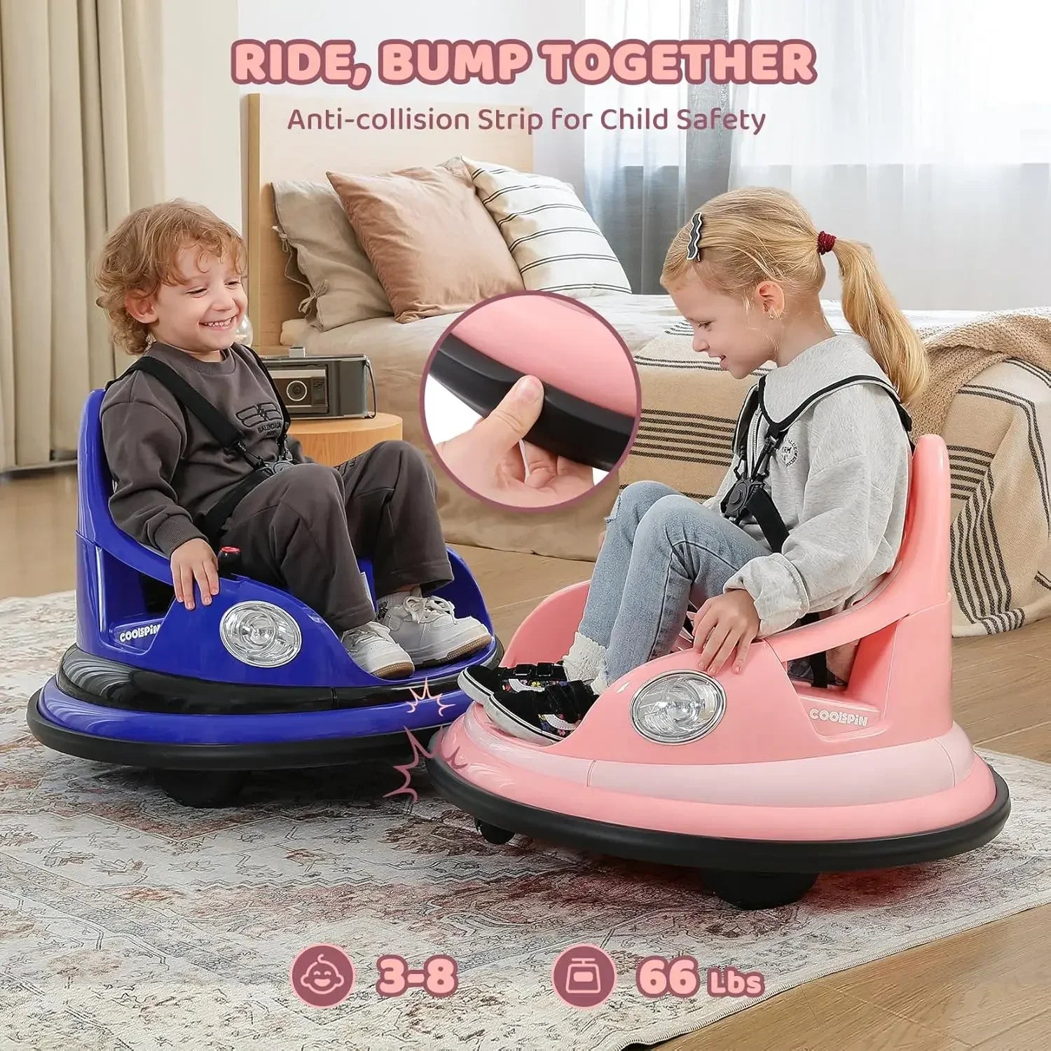 Bumper Car for Kids,1.9mph Max,12V Toddler Ride on Toys with Remote Control,2-Speed,2 Playing Modes,360 Degree Spin,Bump ShopOnlyDeal