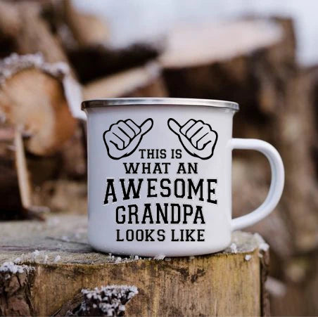 Promoted to Grandpa Mug | Grandfather Coffee Mugs for Pregnancy Announcement | New Baby Family Enamel Cup | Surprise Gift for Grandad ShopOnlyDeal