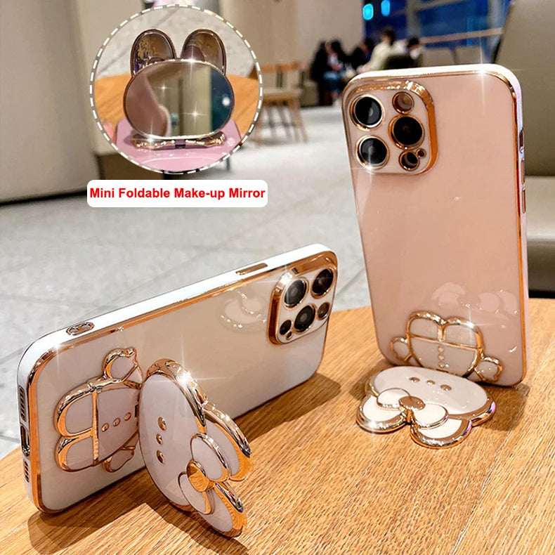 Mirror Plating Phone Holder Case For Samsung Galaxy S23 S20 S22 S21 S10 S9 S8 Note 10 20 8 9 Plus Ultra 5G S20 Fe Stand Cover ShopOnlyDeal