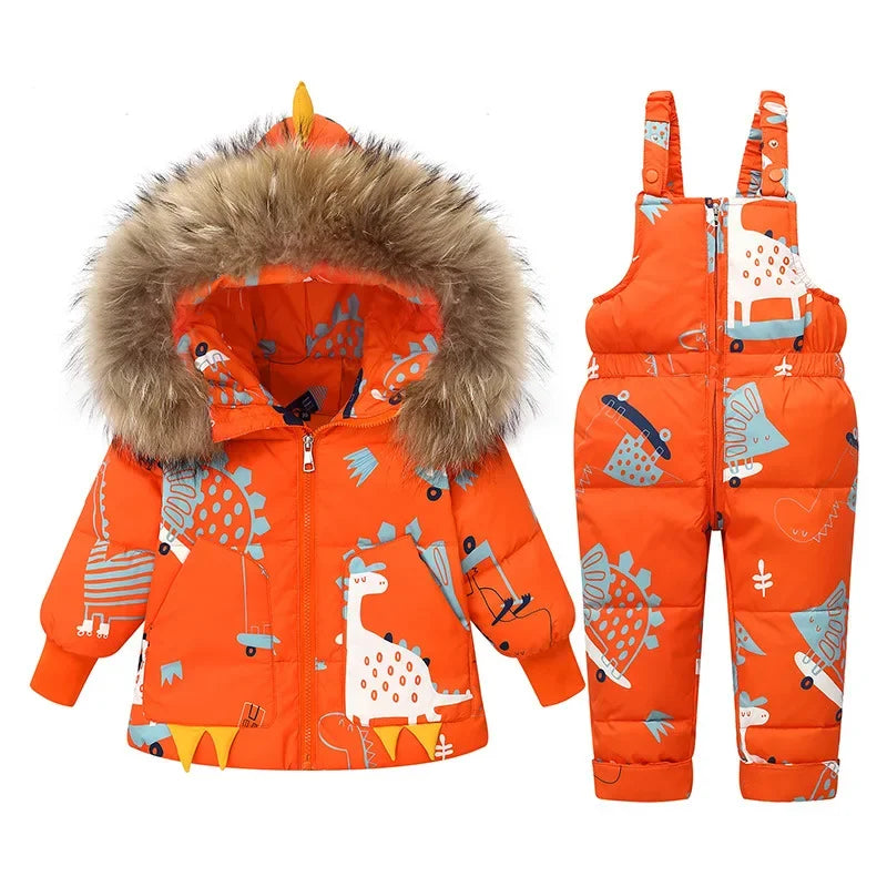 Children Clothing Set Hooded Parka Boy Baby Overalls toddler Girl Clothes Winter Warm Down Jacket Kids dinosaur Coat Snowsuit ShopOnlyDeal