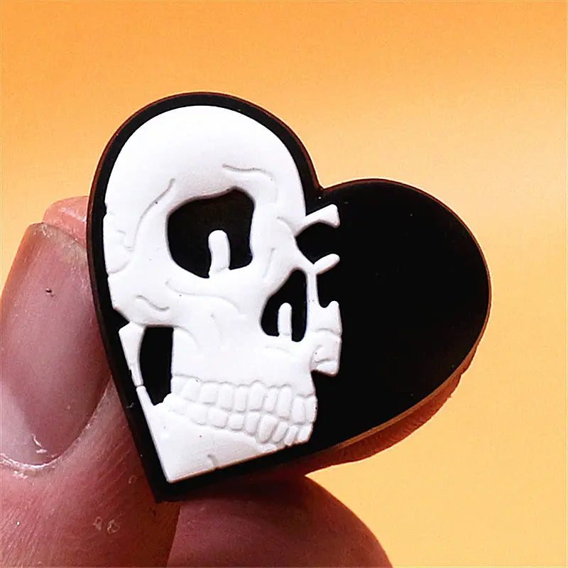 1pcs Horror Skull Series Shoe Charms for Unisex Gothic Style Shoe Accessories Soft Black Rivet Jeans Clog Clip for Kids Boy Gift ShopOnlyDeal