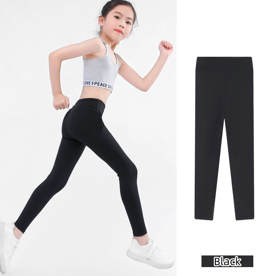 Active Star Girl's High-Waist Sports Leggings | Cotton Spandex Bobbi Running & Yoga Pants | Spring/Autumn Gym Tights for Kids ShopOnlyDeal