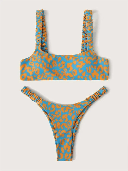 Sexy Micro Bikini 2024 Women Orange Leopard Push Up Padded Thong Swimsuit Female Cut Out Bathing Suit Swimwear Trajes De Baño ShopOnlyDeal