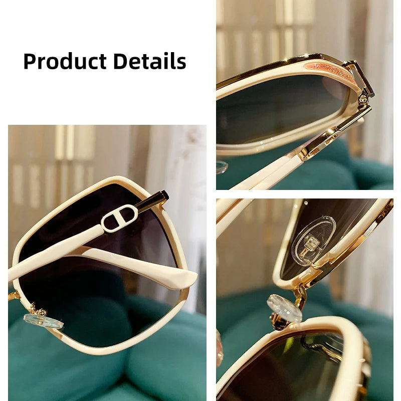 New Fashion Polarized Sunglasses Women UV400 Gradient Lens Sun Glasses Oversized Retro Square Luxury Brand Oculus ShopOnlyDeal