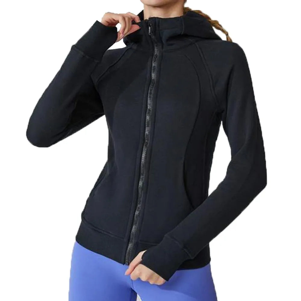 Velvet Jacket Winter Running Clothing Women's Sweatshirt | Thicken Yoga Clothes Fitness Hoodies | Training Sports Top Warm Tight ShopOnlyDeal