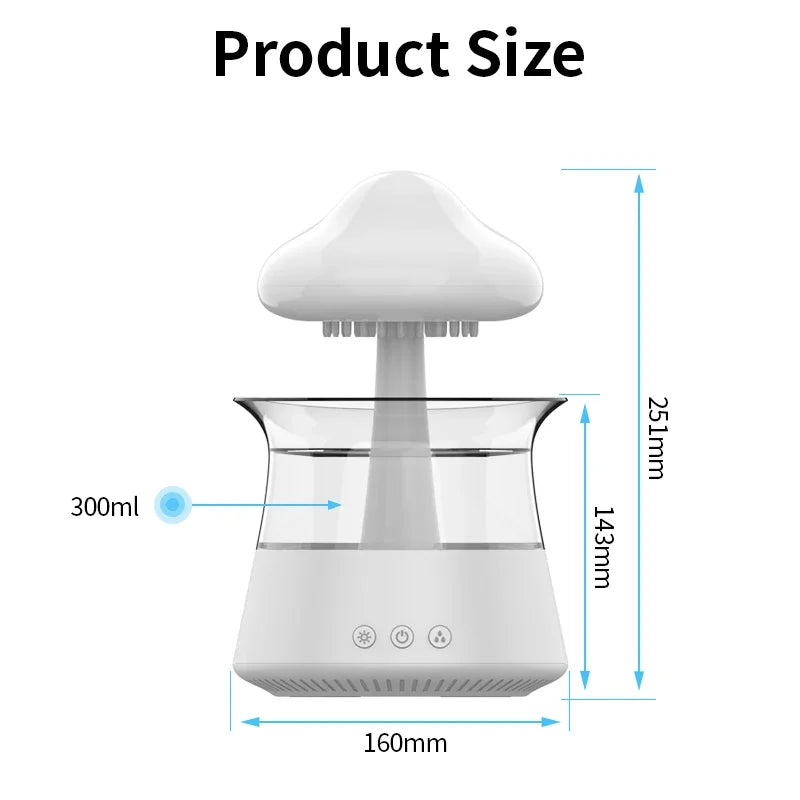 Rain Cloud Electric Air Humidifier 300ml Aroma Diffuser Zen Rain Water Drops Colorful Night Light Humidifier for Home Gift ShopOnlyDeal