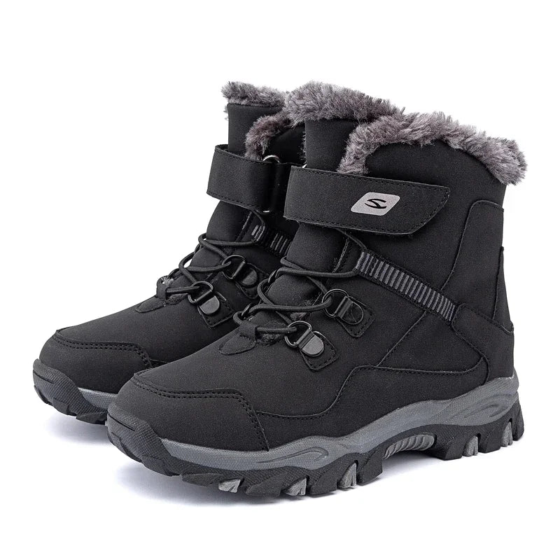 High Quality Boys girl Winter Snow Boots Platform Warm Cotton Shoes Leather Autumn Waterproof Kids Footwear Child Sneaker 5 12+y ShopOnlyDeal