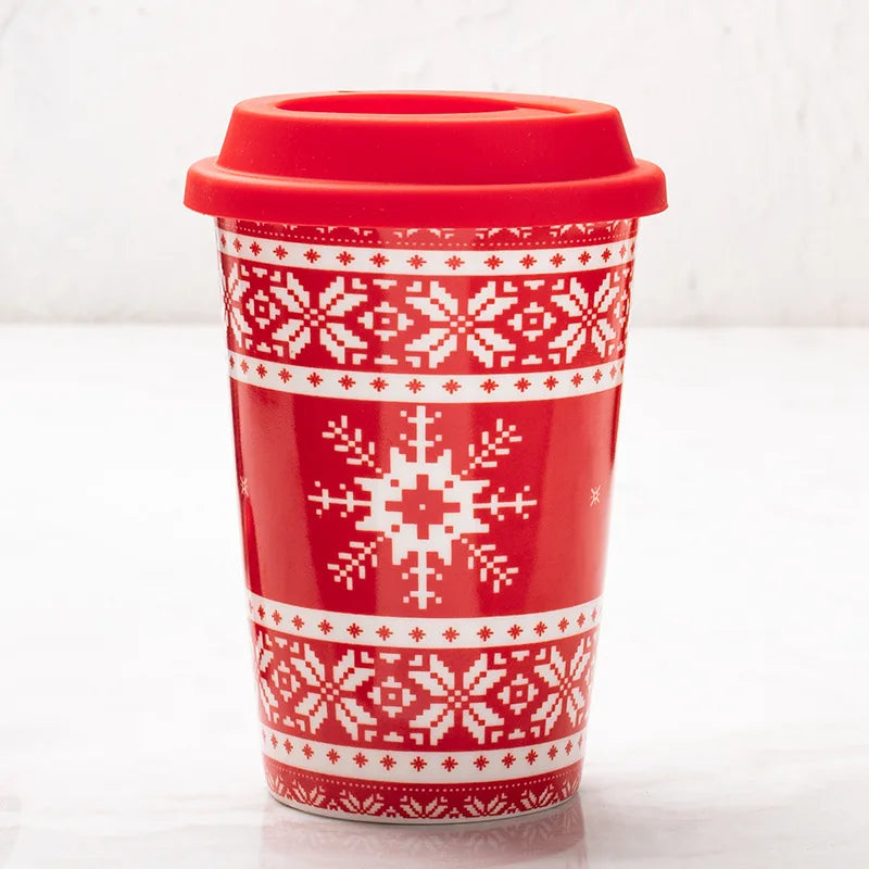 Christmas ceramic gift cup anti scalding Tesco cup milk tea coffee cup Christmas mug with lid ShopOnlyDeal