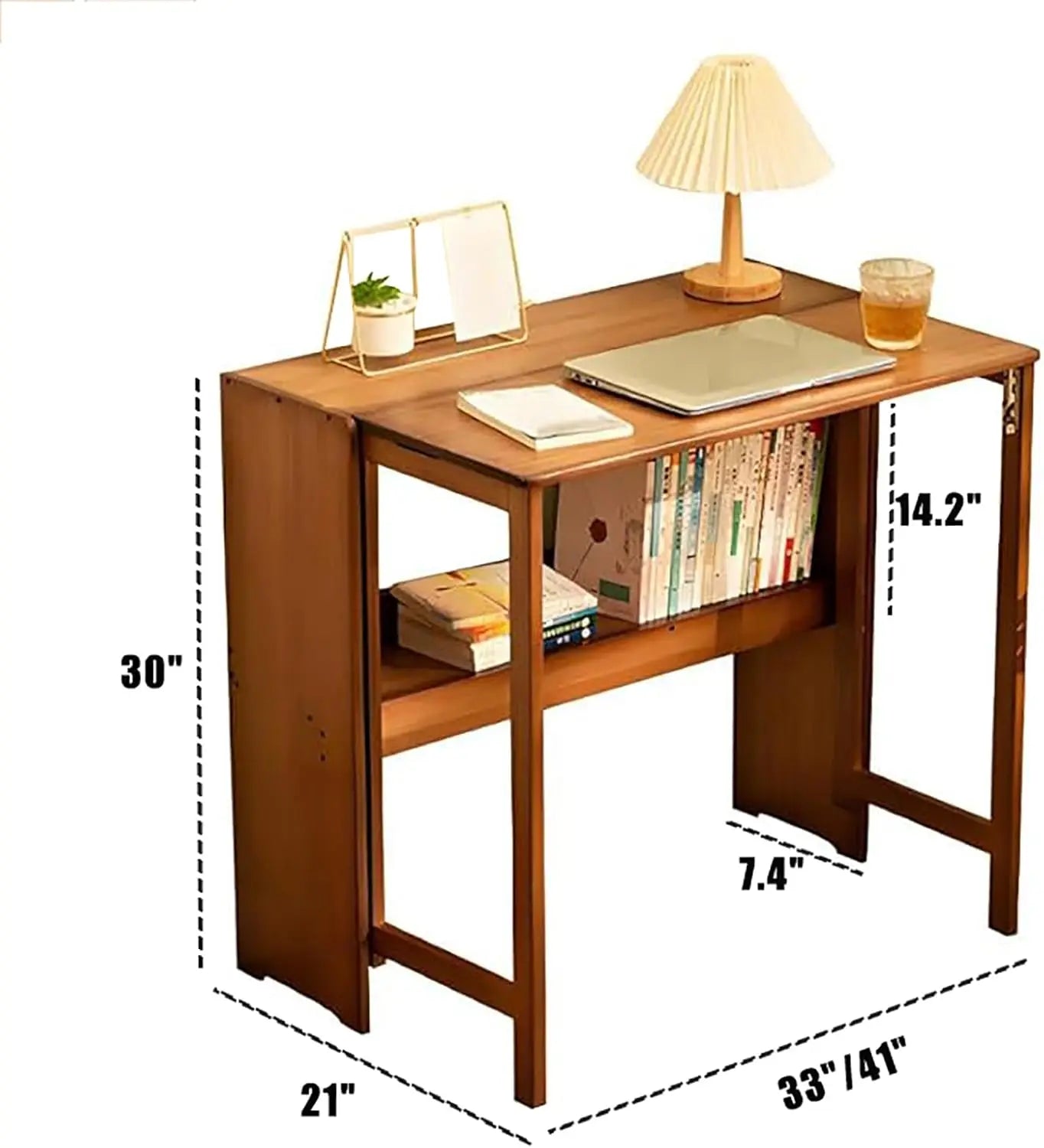 Comfort corner Collapsible Desk for Small Spaces,Bamboo Folding Writng Working Computer Desk,Expandable Design with Shelves ShopOnlyDeal