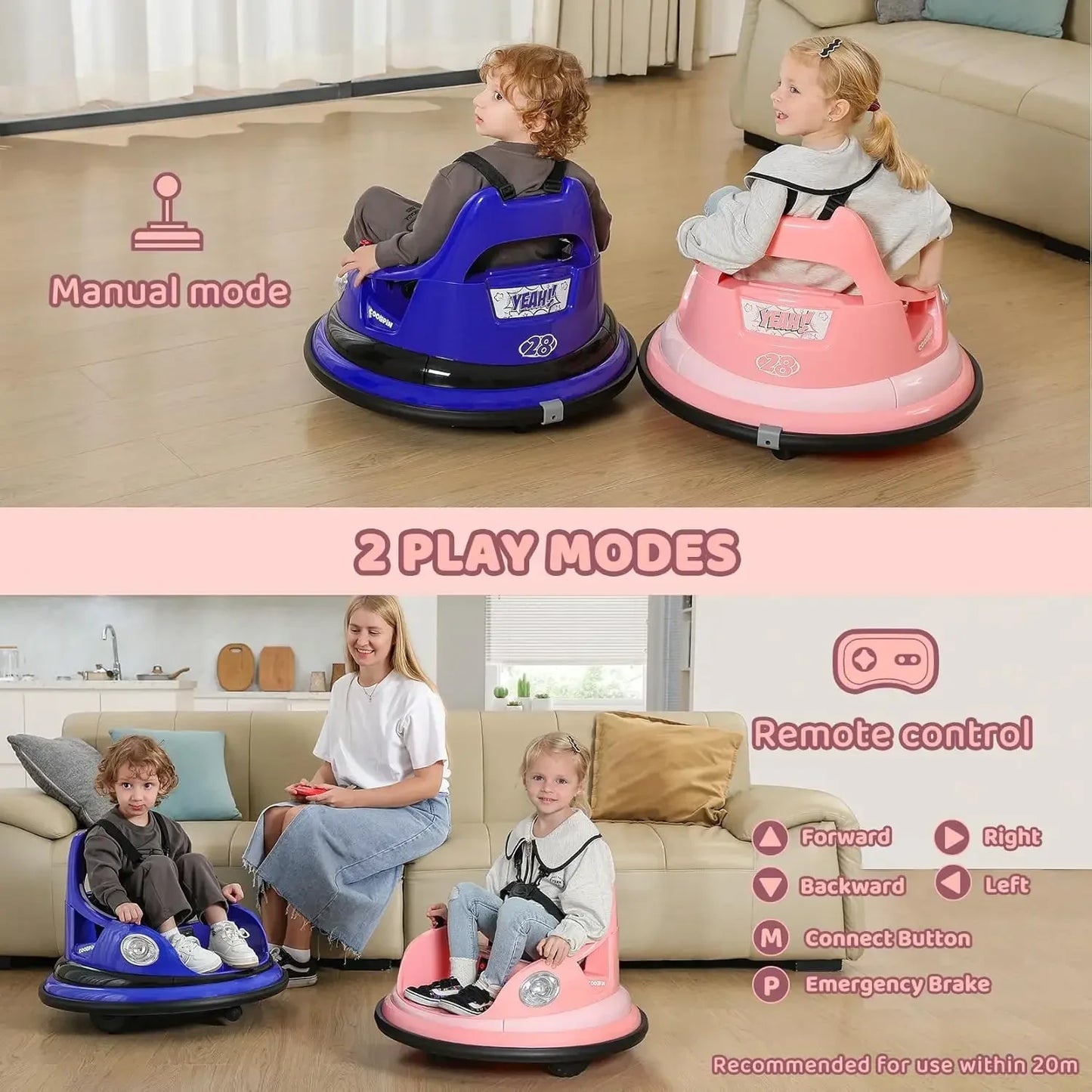 Bumper Car for Kids,1.9mph Max,12V Toddler Ride on Toys with Remote Control,2-Speed,2 Playing Modes,360 Degree Spin,Bump ShopOnlyDeal