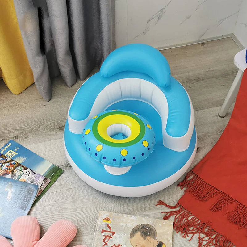 Infant Shining Baby Inflatable Sofa Children Puff Portable Bath Chairs PVC Multifunctional Seat Practice Sitting Bath Stool ShopOnlyDeal