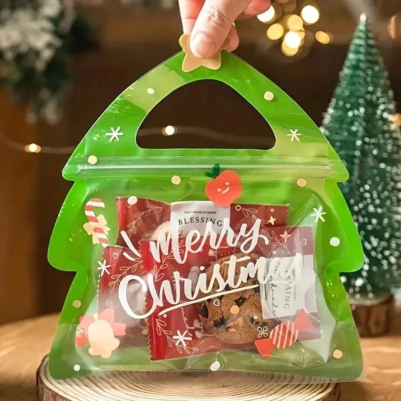 10pcs Christmas Festival Gift Bags Perfect for Birthdays Parties and Holiday Decor Ideal for Candy Biscuit Cookies Chocolate ShopOnlyDeal