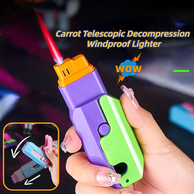 Gravity Retractable Carrot Rechargeable Lighter Windproof Tungsten Luminous Cigarette Lighter Outdoor Toy Men's Gift ShopOnlyDeal