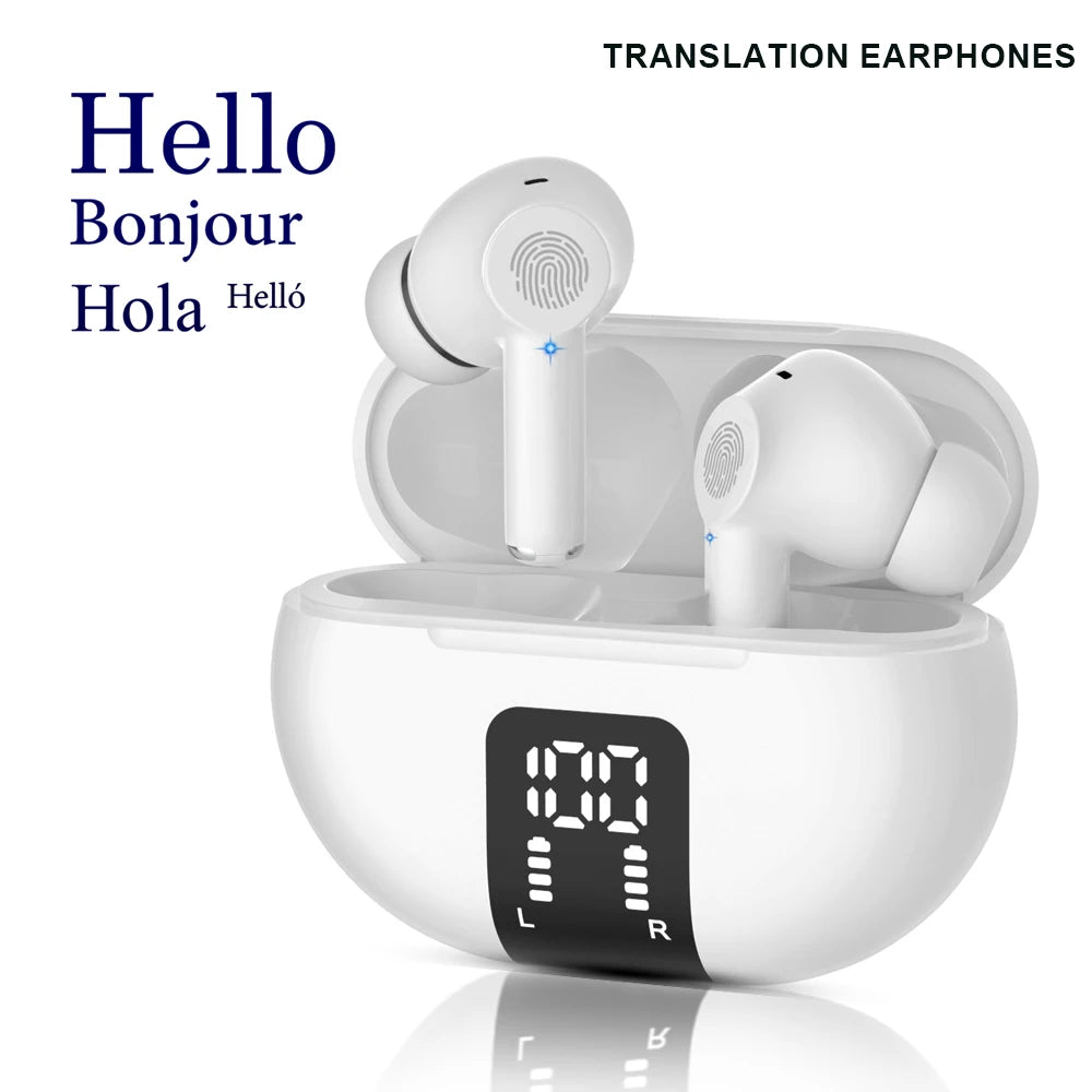 Wireless Translator Earbuds BT Headphones Ear Buds with Microphones Charging Case Support Real-time Translation in 144 Languages ShopOnlyDeal