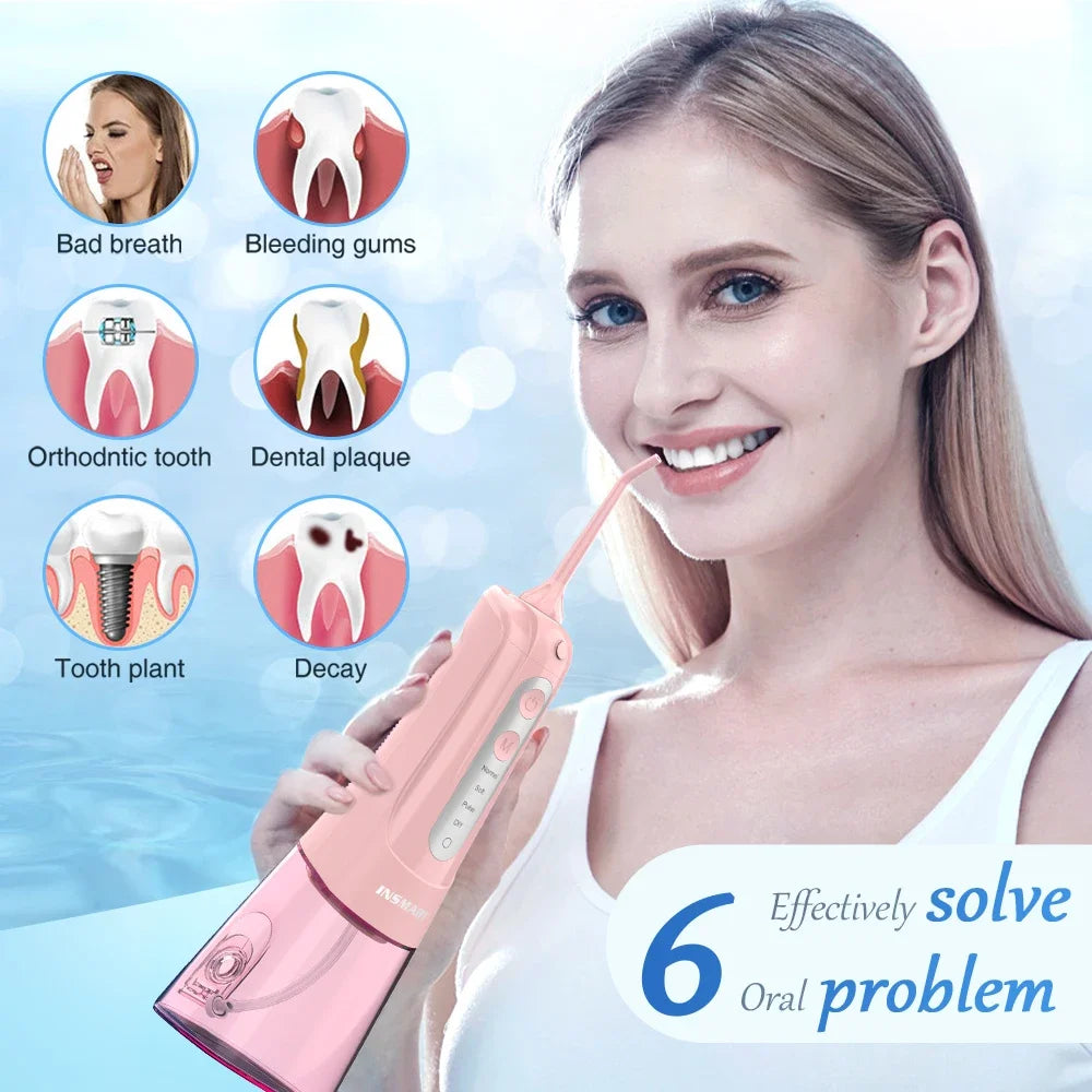 INSMART Oral Irrigator Teeth Whitening | 300ML Teeth Cleaner | Waterproof Portable Dental Water Jet Floss | Dental Water Flosser ShopOnlyDeal