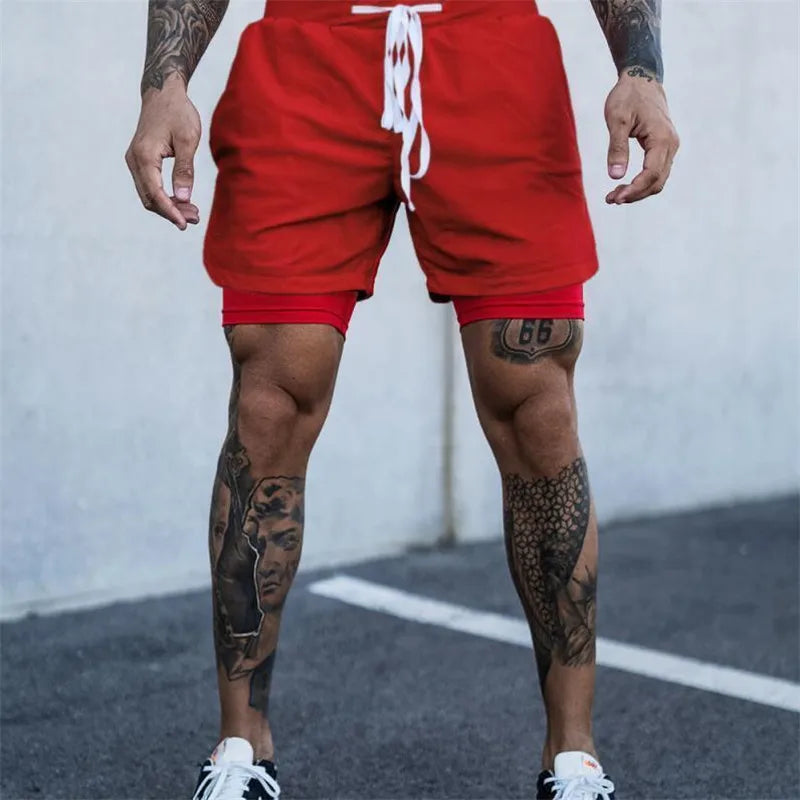 NEW 2 IN 1 Sport Running Casual Breathable Shorts Men Double-deck Jogging Quick Dry GYM Shorts Fitness Workout Men Shorts ShopOnlyDeal