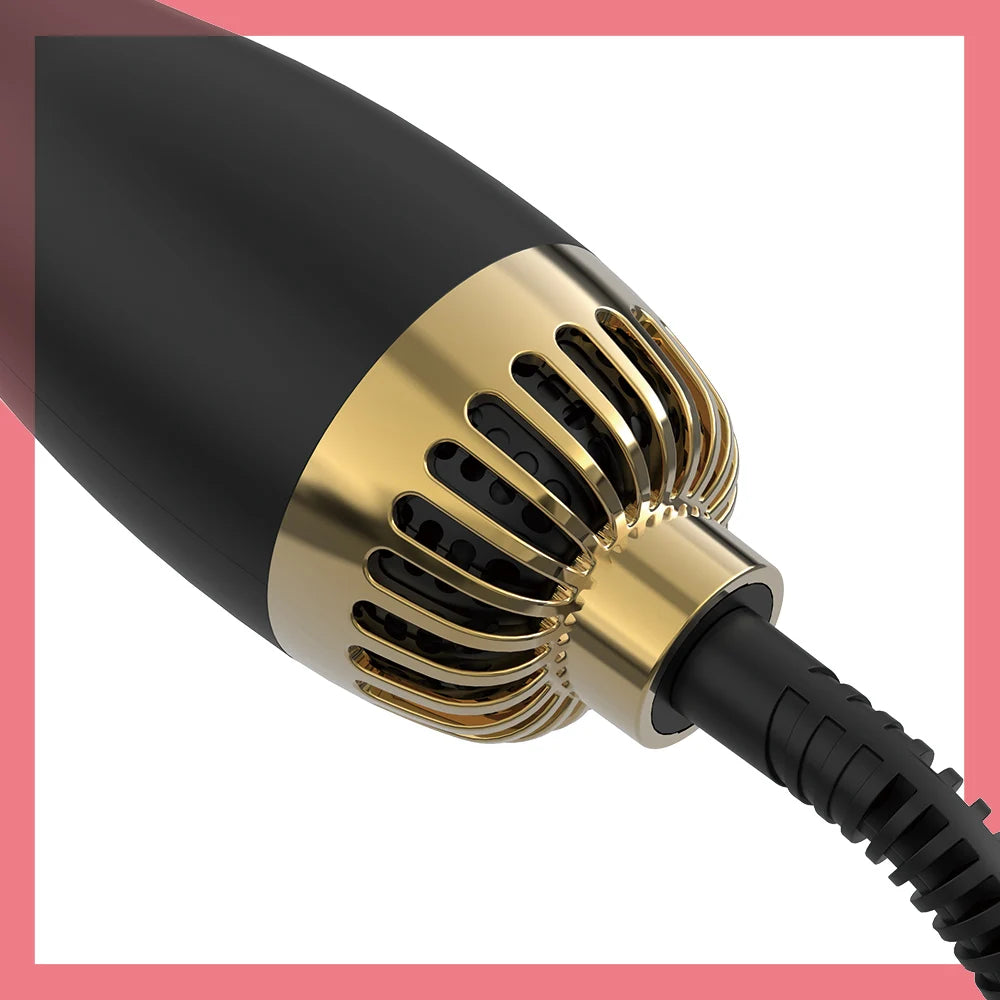 LISARPO Professional Blowout Hair Dryer Brush Black Gold Dryer and Volumize Hot Air Brush for Women Curling Irons Styler ShopOnlyDeal